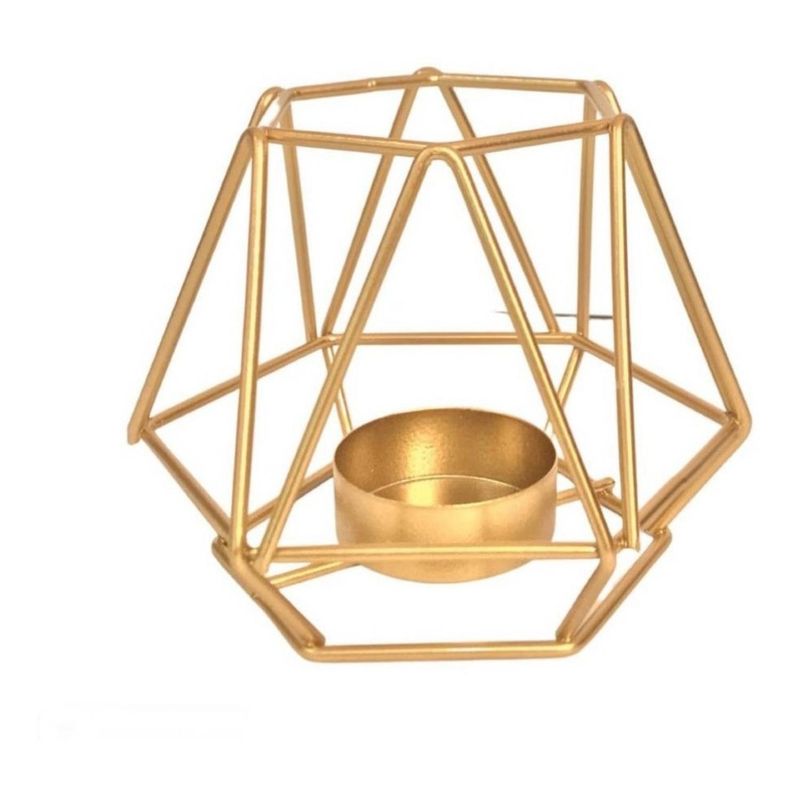 GENERICO - Candelabro Porta Vela Dorado Estilo Geométrico Decorativo