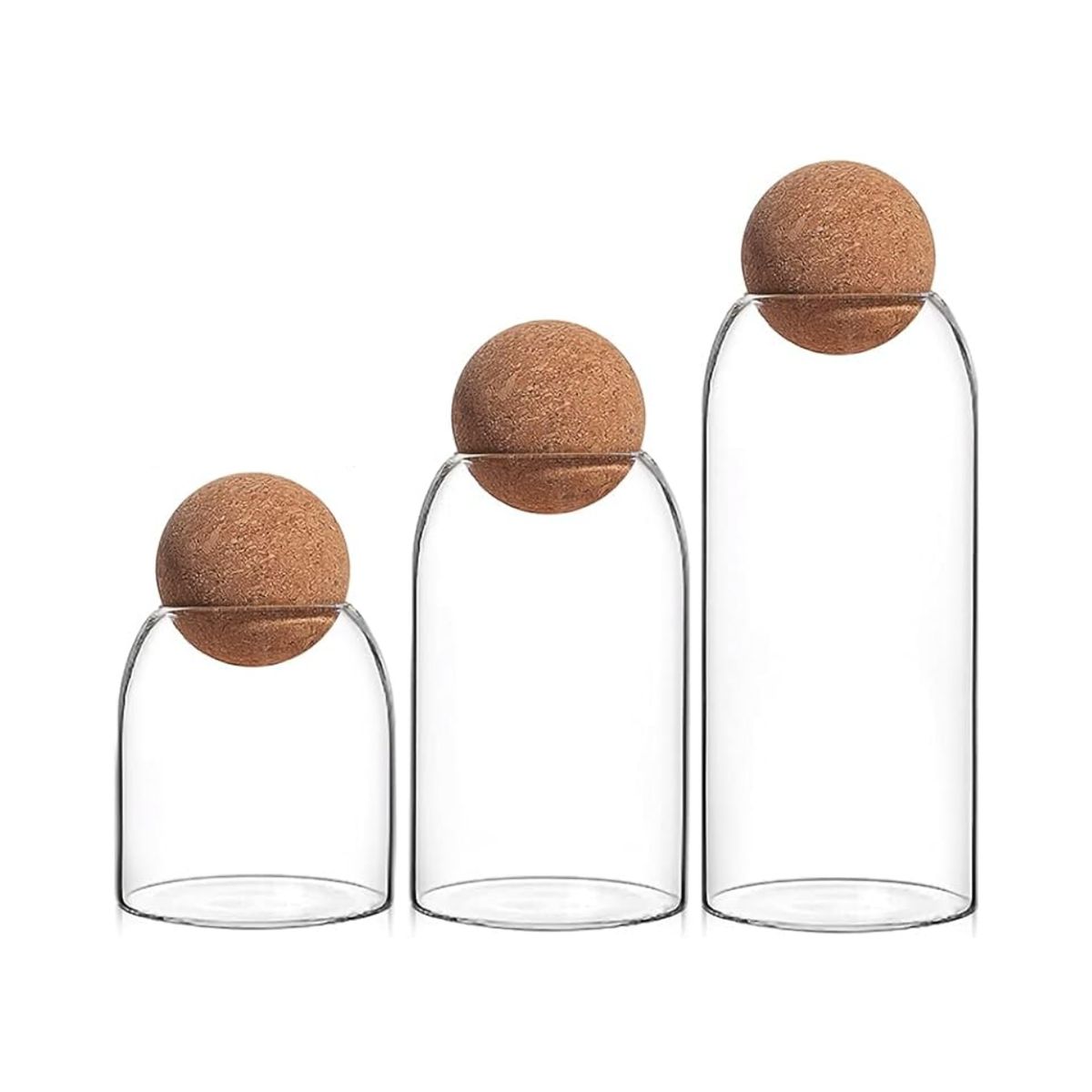 GENERICO - Set 3 Botellas Frascos Vidrio Transparente Tapa De Corcho