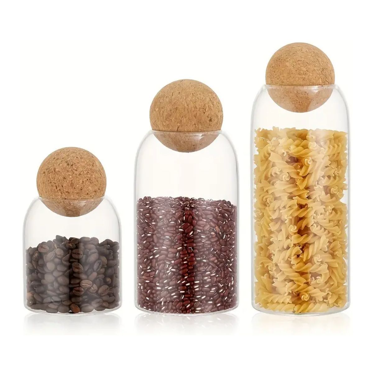 GENERICO - Set 3 Botellas Frascos Vidrio Transparente Tapa De Corcho