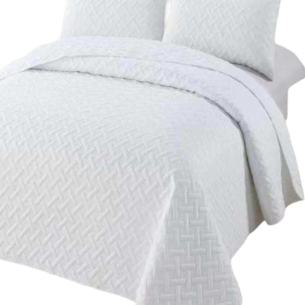 GENERICO - CUBRECAMA COLCHAS QUILT DE VERANO PLAZA Y MEDIA BLANCO