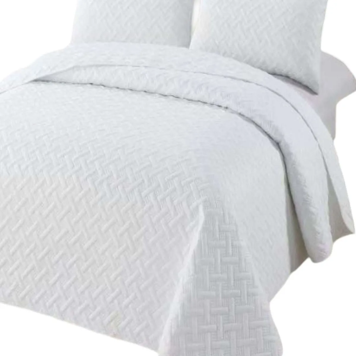 GENERICO - CUBRECAMA COLCHAS QUILT DE VERANO 2 PLAZAS BLANCO