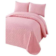 GENERICO - CUBRECAMA COLCHAS QUILT DE VERANO PLAZA Y MEDIA ROSADO