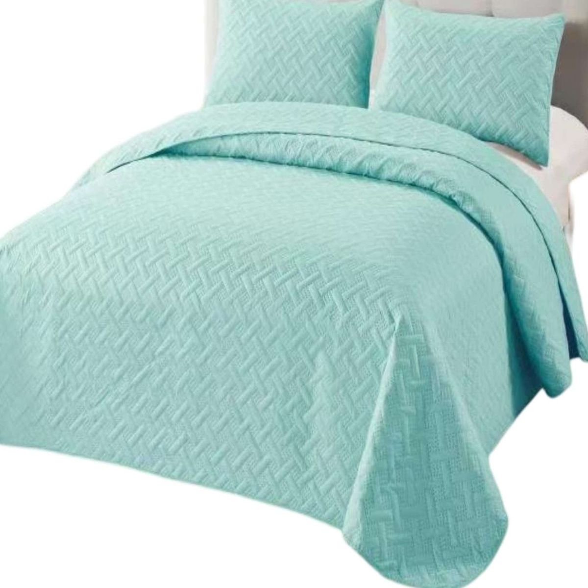 GENERICO - CUBRECAMA COLCHAS QUILT DE VERANO 2 PLAZAS CELESTE