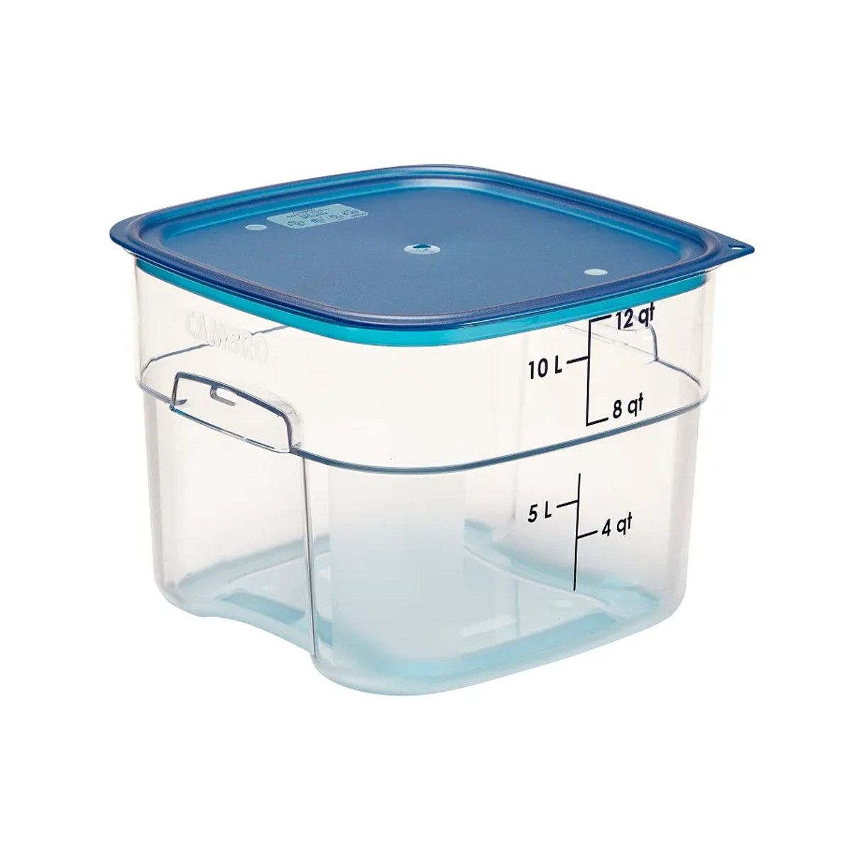 CAMBRO - RECIPIENTE GRADUADO CUADRADO POLICARBONATO 12 LTS CON TAPA AZUL
