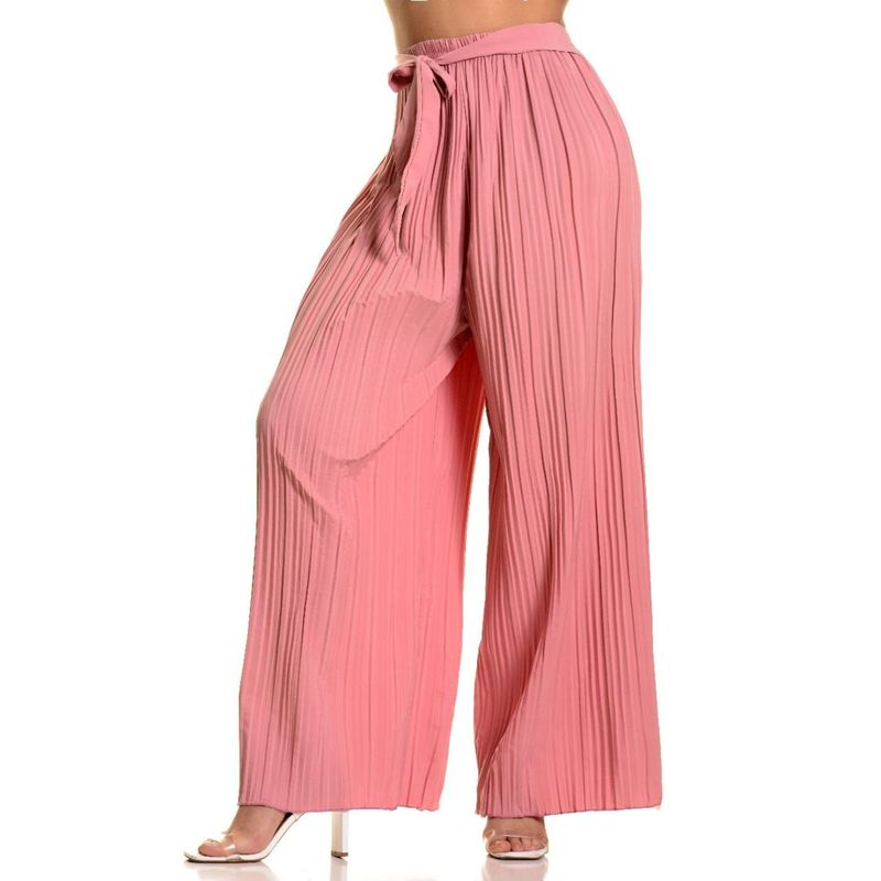 MPROPIA - Pantalon Palazzo Mujer Fiesta Cintura Elasticada Verano Colores 090