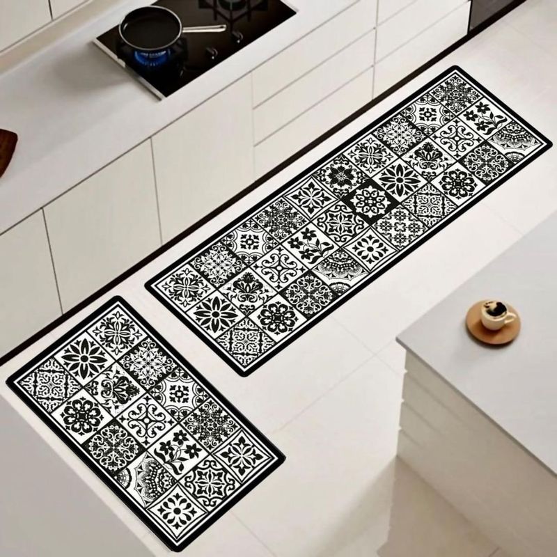MANDIRHOME - Set Alfombras de Cocina Baldosas Antigua Antideslizante y Absorbente