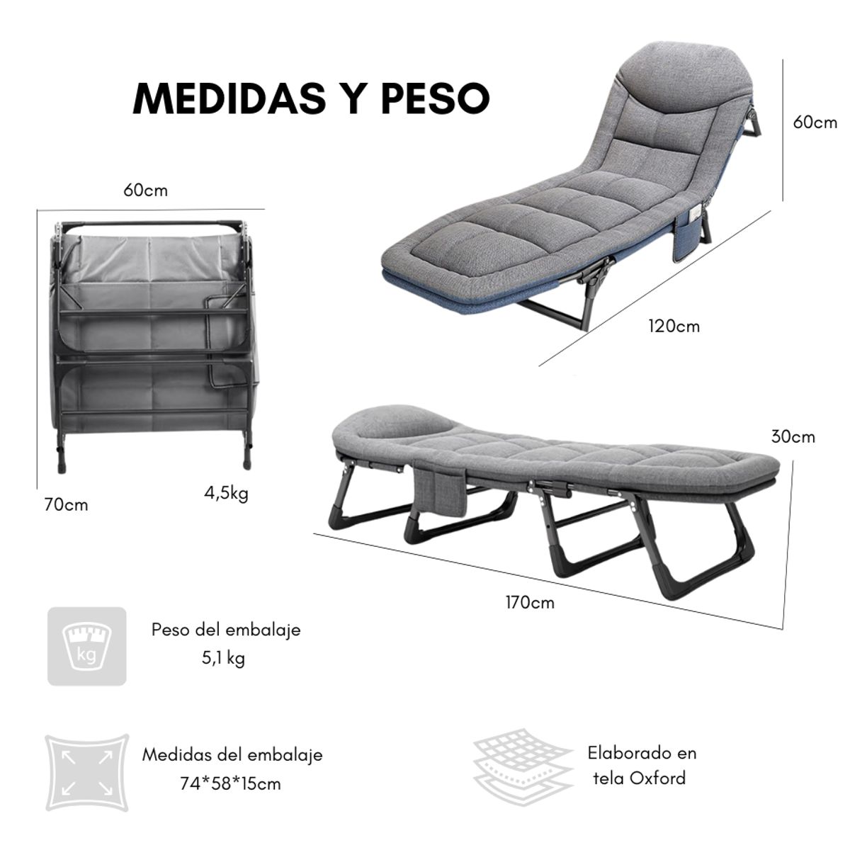 GENERICO - Catre De Campaña Silla Cama De Camping Plegable Portatil