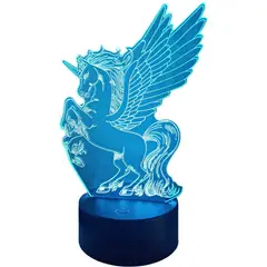 GENERICO - Lampara ilusión 3D Unicornio Fantasia De 7 Colores