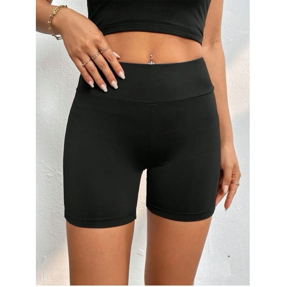 LIKE SHOP - Calza Corta Deportiva Tiro Alto Lycra Gym Escolar 014