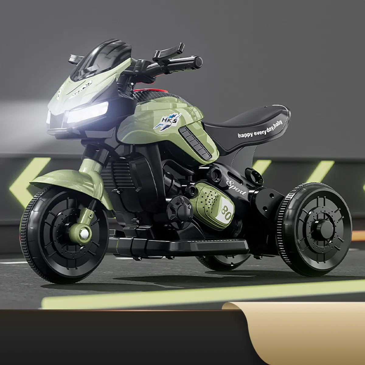 U BUY - Moto cochecito moto de juguete para niños Verde