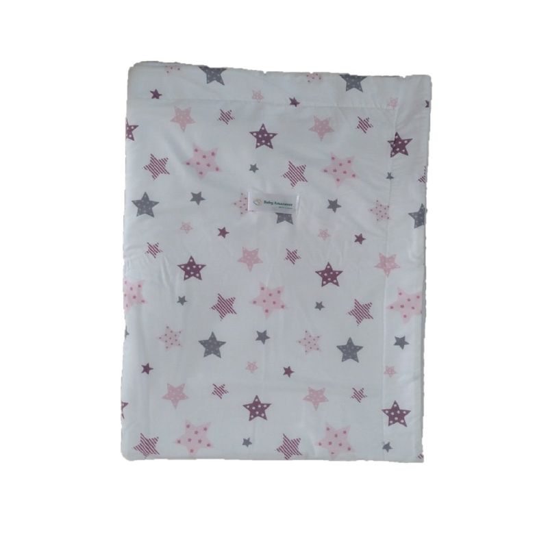 GENERICO - Manta Polar Blanco - Blanco Estrellas Rosada-Lila