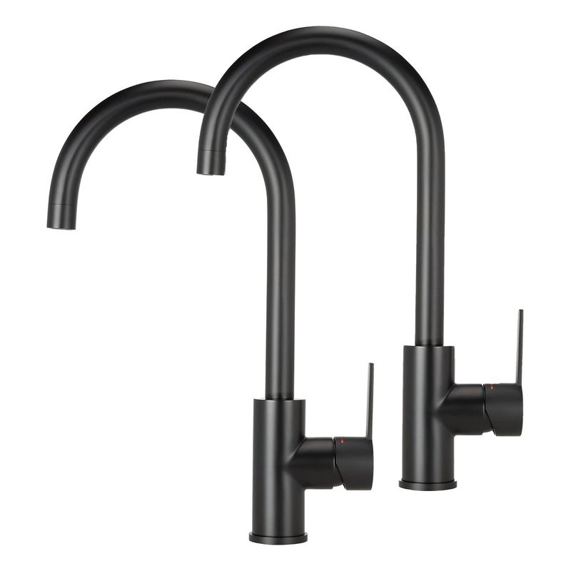 U BUY - Grifo Cocina Acero Inoxidable Juego 2 Piezas Negro