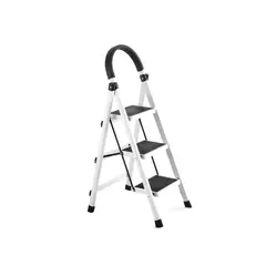 GENERICO - Escalera De Hierro De 3 Peldaños Blanco 97x51x42 Cm 6002423