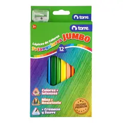 TORRE - Lápices De 12 Colores Triangulares Jumbo + Sacapunta.