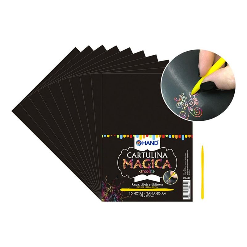 HAND - Cartulina A4 Magica Arcoiris (21x29.7cm) 10 Hojas. Hand