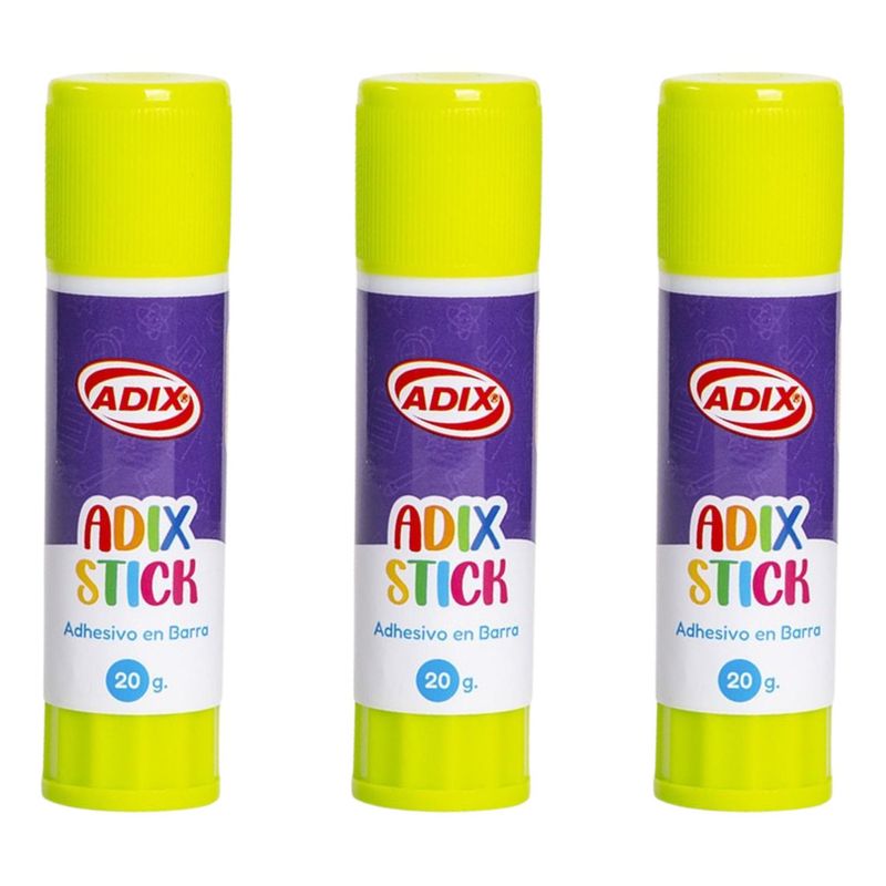 ADIX - Pegamento, Adhesivo En Barra 20 Gr. 3 Unidades, Adix