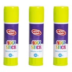 ADIX - Pegamento, Adhesivo En Barra 20 Gr. 3 Unidades,