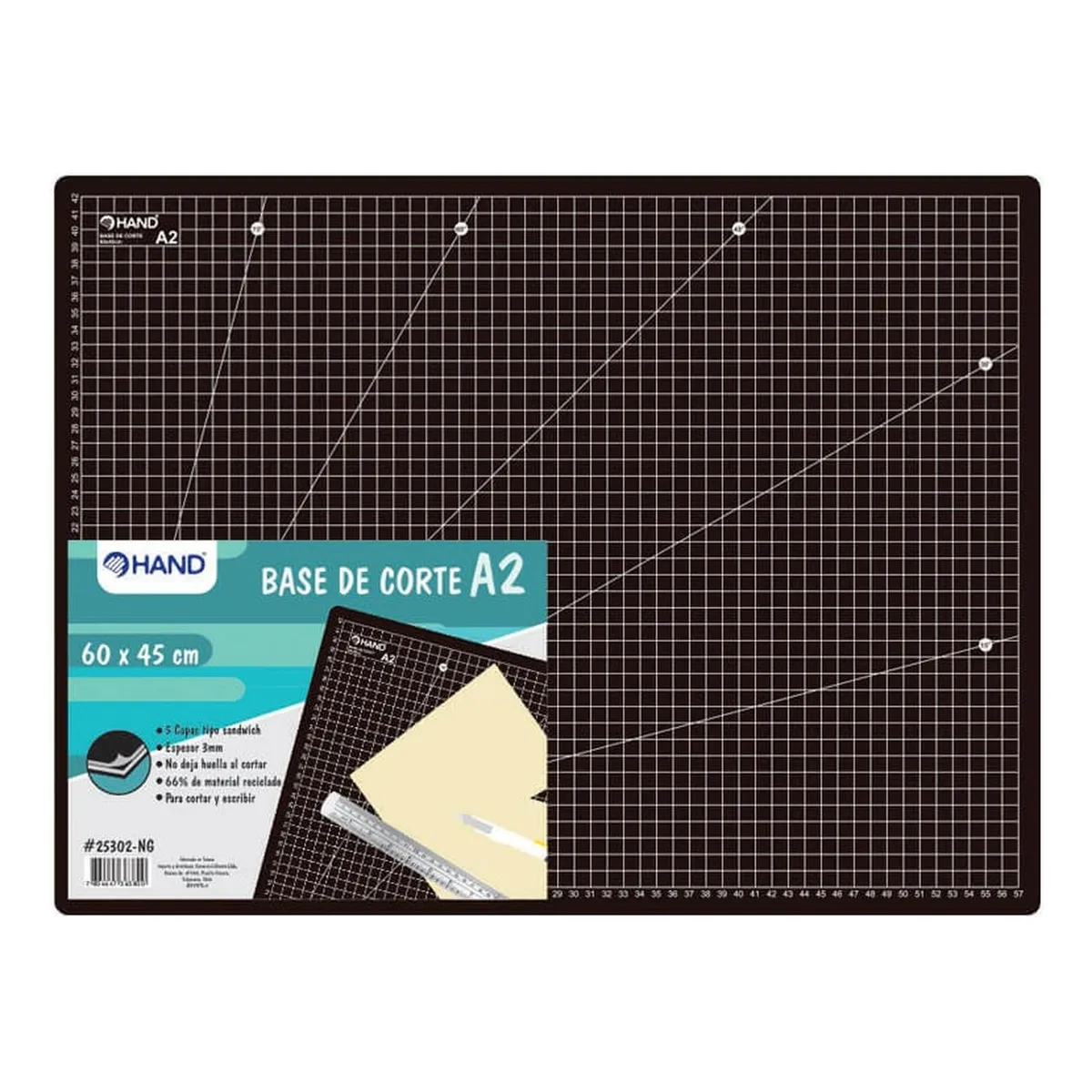 HAND - Base De Corte A2 (60x45cm) Hand Negro. Salvacorte