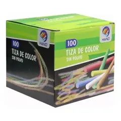 HAND - Caja Tiza De Colores 100 Unidades, Sin Polvo.