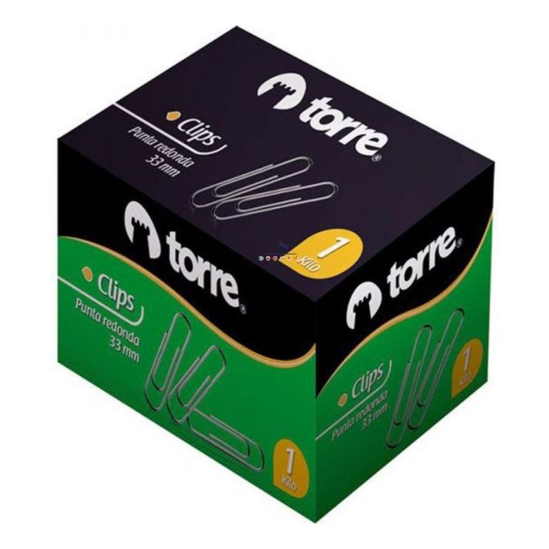 TORRE - Caja Clips 33mm Punta Redonda 1 Kilo. Torre