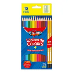 PROARTE - Lapices 12 Colores + 2 Lapices Grafito + Sacapunta