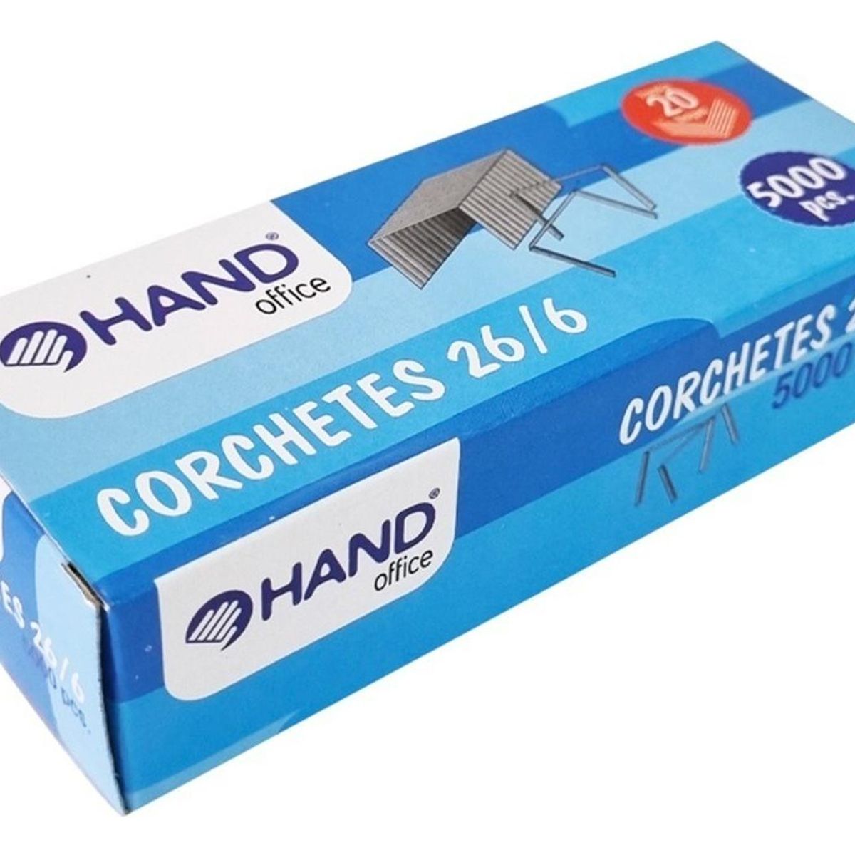 HAND - Caja Corchetes 26/6 5000 Unid. 20 Hojas. Hand