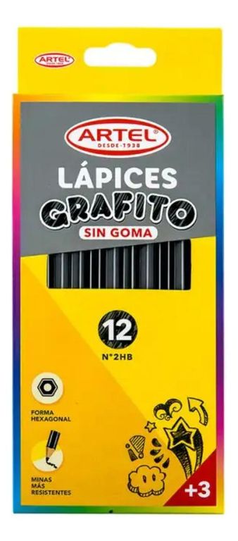 Lapices Grafito Hexagonales 2hb Sin Goma 12un.