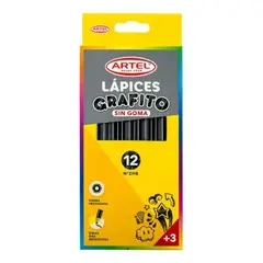ARTEL - Lapices Grafito Hexagonales 2hb Sin Goma 12un.