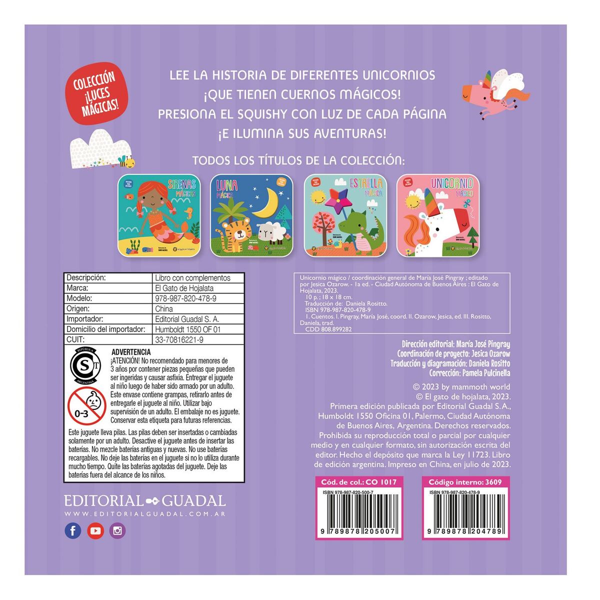 EDITORIAL GUADAL - Libro Luces Magicas: Unicornio Mágico