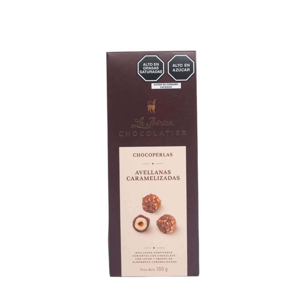 LA IBERICA - CHOCOPERLAS DE AVELLANAS CARAMELIZADAS 100G LA IBÉRICA