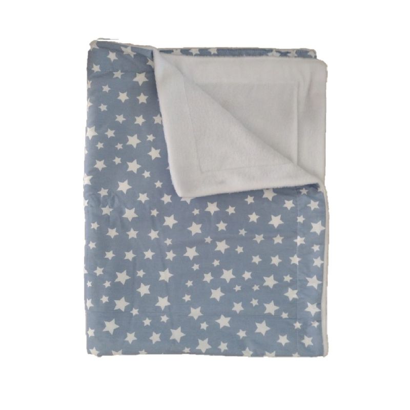 GENERICO - Manta Polar Blanco - Azul Jeans Estrellas Blancas