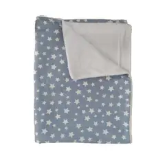 GENERICO - Manta Polar Blanco - Azul Jeans Estrellas Blancas