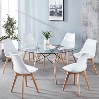 Comedor Mesa Redonda Elida 120cm + 6 Sillas Tulip blanca