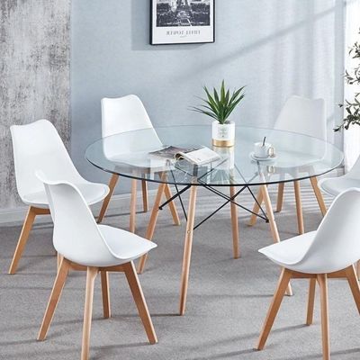 Imagen 2 del producto Comedor Mesa Redonda Elida 120cm + 6 Sillas Tulip blanca