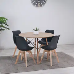 PANDALINO - Comedor Redonda Shanna 100cm + 4 Sillas Tulip Negro - Elegancia