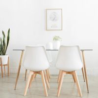 Comedor Minimalista - Mesa Vitreo 120x80 + 4 Sillas Tulip Blancas