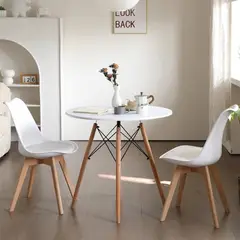 PANDALINO - Comedor Moderno Mesa Estela 80cm + 2 Sillas Tulip - Diseño Nórdico