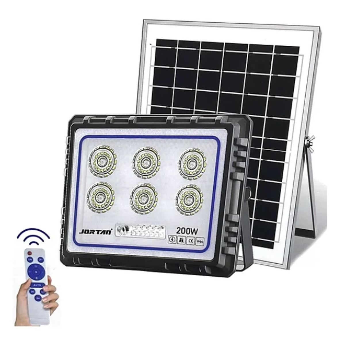 GENERICO - Foco Led Reflector Panel Solar + Control Remoto 200w Jortan Carcasa