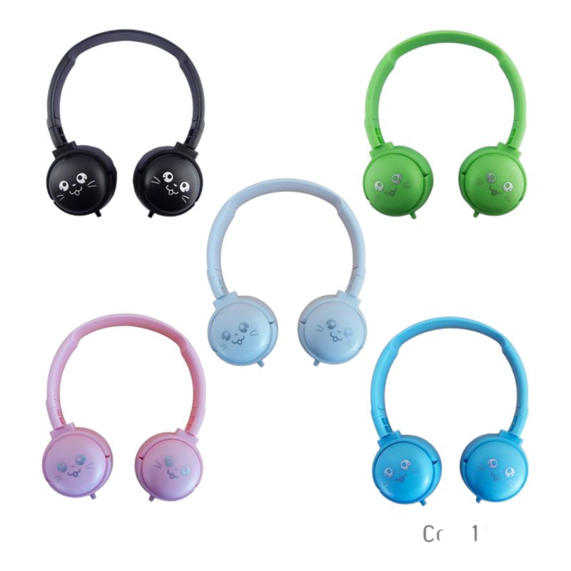 GENERICO - Audifono Para Niño Con Cable Modelo Gato Con Microfono celeste