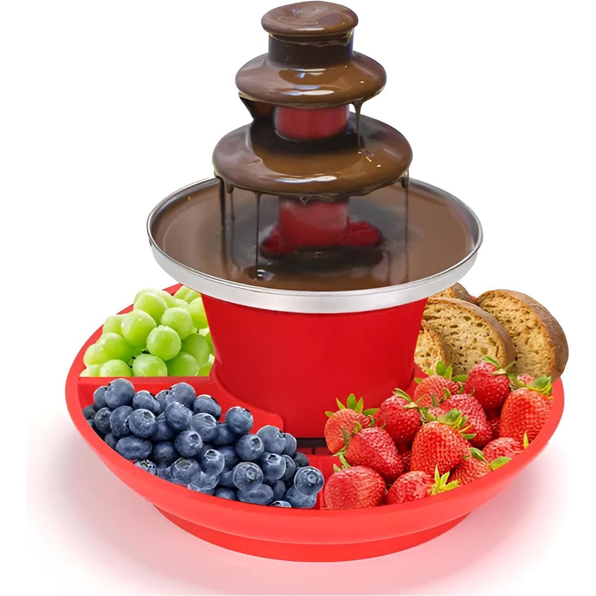 IMPORTCLICK - Cascada Fondue Chocolate 3 Niveles Bandeja Rojo - Rojo