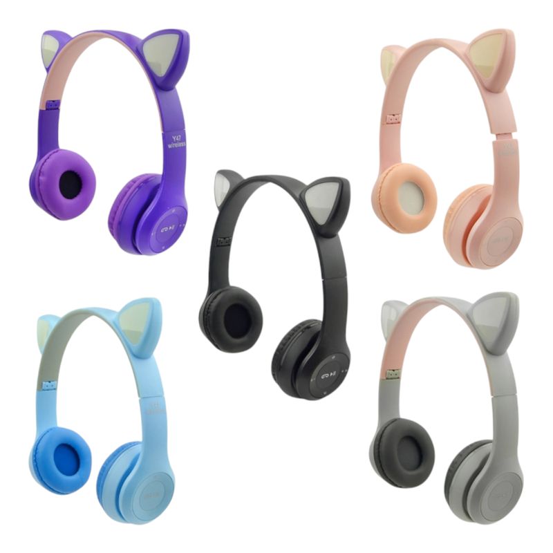 GENERICO - Audifonos Para Niños Bluetooth Orejas Con Luz RGB gris
