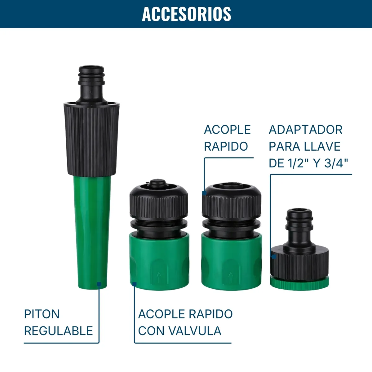 DICAS - Manguera Jardin Flexible 1/2 Pulgada 50 Metros Con Acoples Dicas