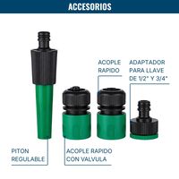 Manguera Jardin Flexible 1/2 Pulgada 50 Metros Con Acoples