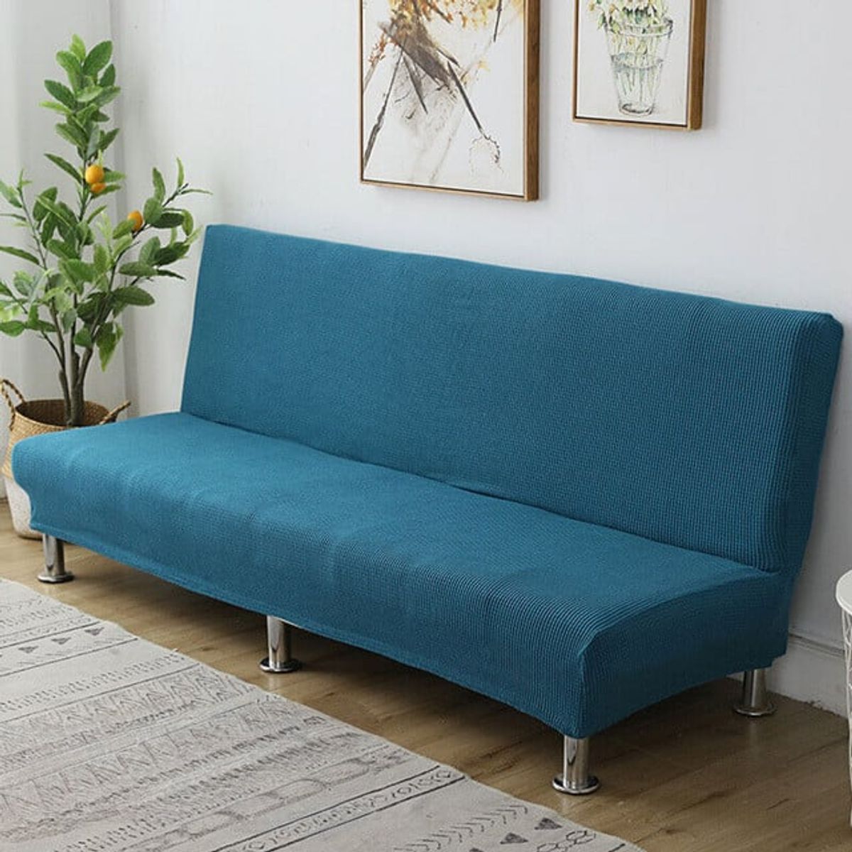 GENERICO - FUNDO DE FUTON CUADRILLE TURQUESA 160x230