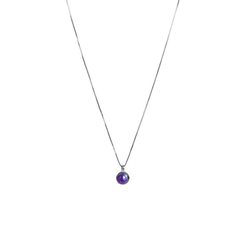 ANDREA COGGIOLA JOYAS - Collar Amatista Redondo Veneciana Plata Fina 925