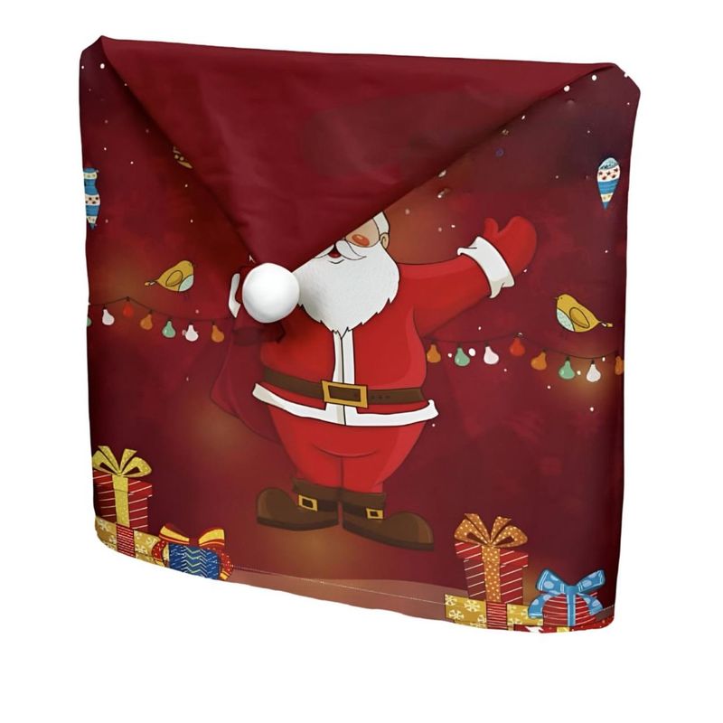 GENERICO - Pack 6 fundas de respaldo de sillas navidad con pompón 25n9