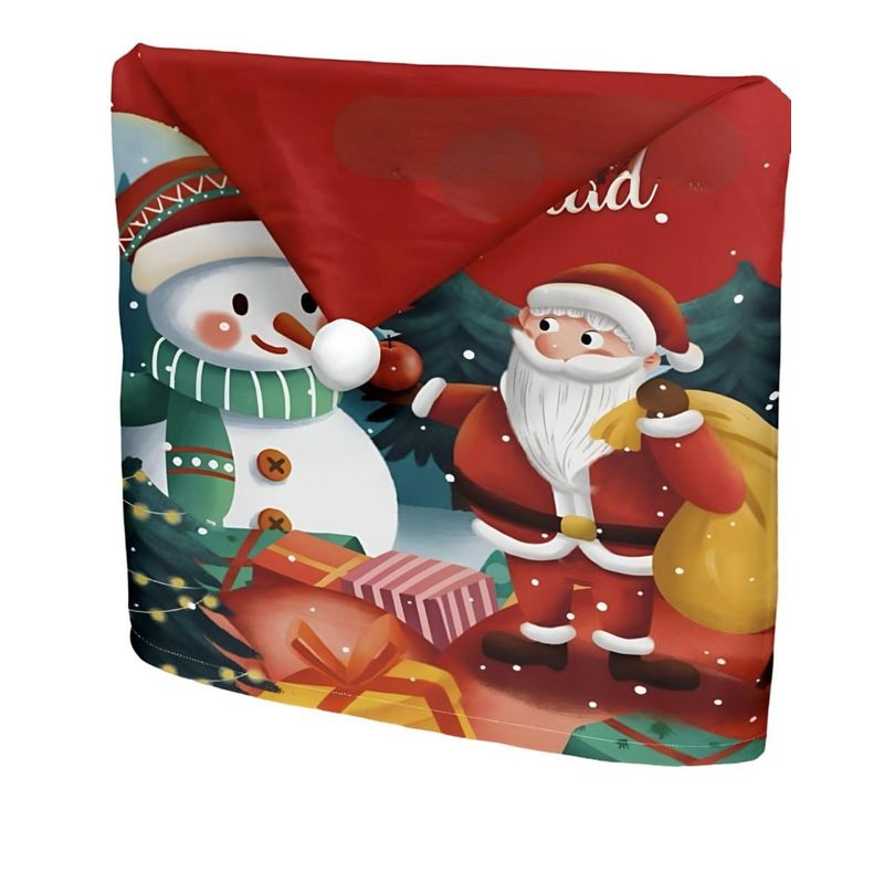GENERICO - Pack 6 fundas de respaldo de sillas navidad con pompón 25n10