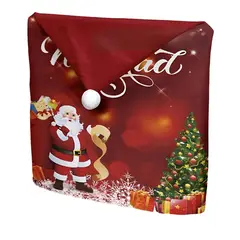 GENERICO - Pack 6 fundas de respaldo de sillas navidad con pompón 25n12