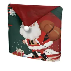 GENERICO - Pack 6 fundas de respaldo de sillas navidad con pompón 25n8