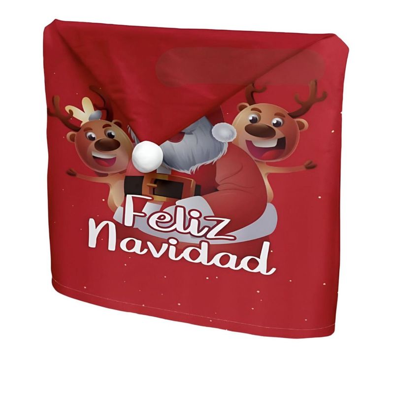 GENERICO - Pack 6 fundas de respaldo de sillas navidad con pompón 25n7